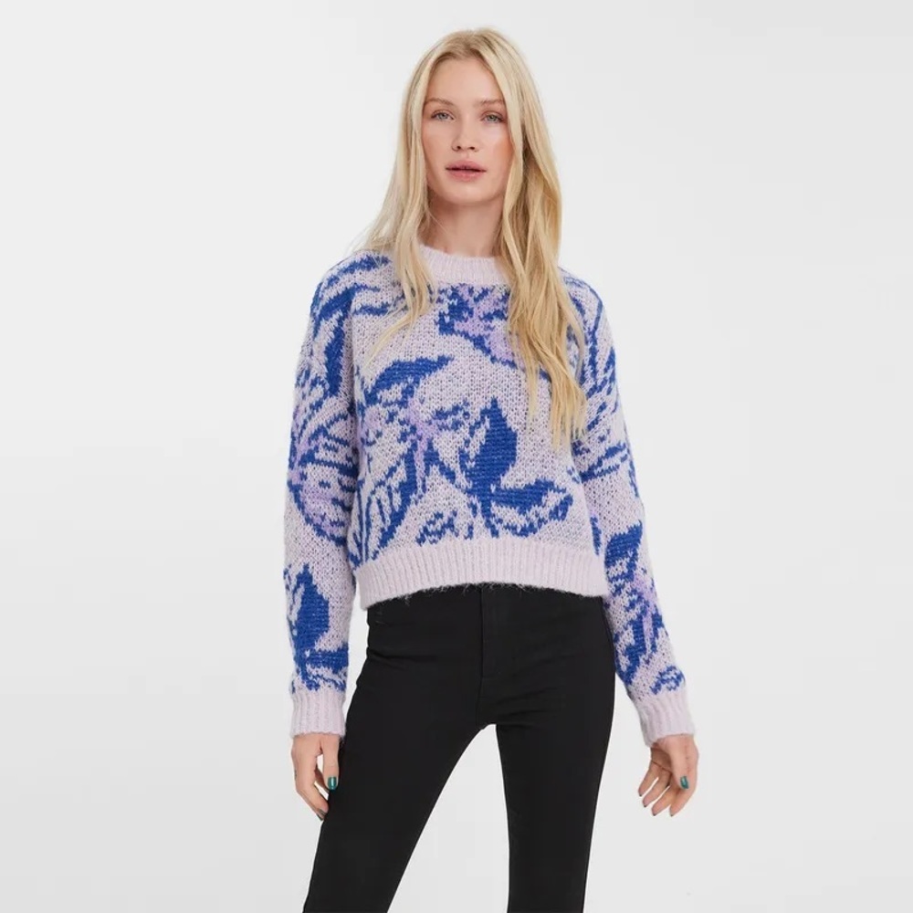 NWT Vero Moda Patterned-Knit Sweater Lavender Purple Transitional Spring